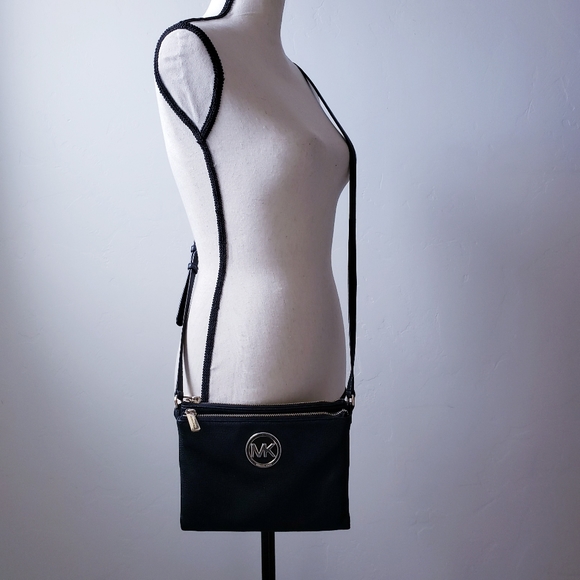 Michael Kors Black Leather Crossbody Bag, Gold - Picture 3 of 8